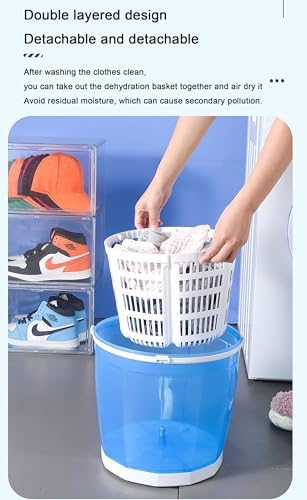 Portable Hand Cranked Clothes Spin Dryer - Non-Electric Mini Washing Machine & Dehydrator for Dorms, Apartments, RVs - Compact & Efficient (Grey)