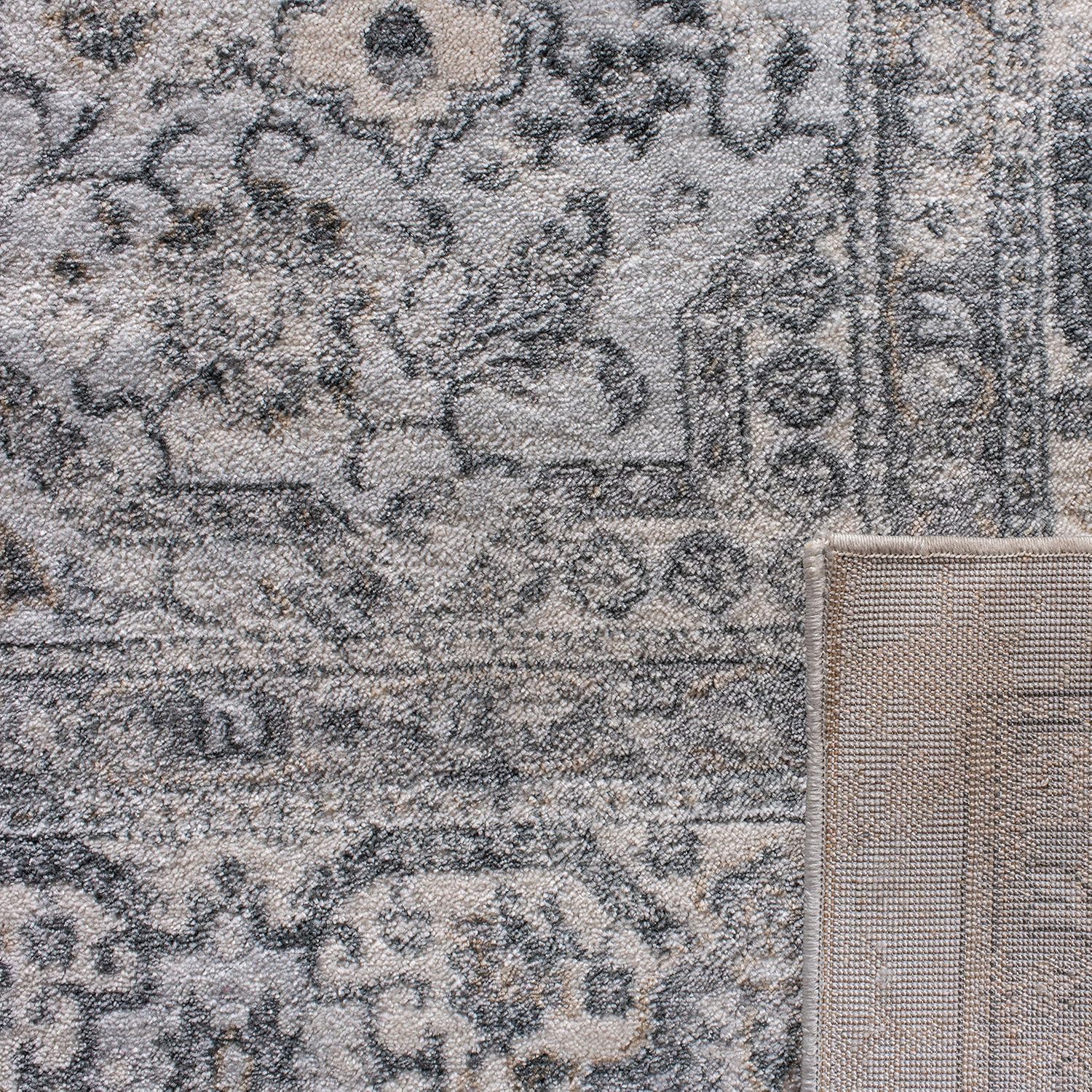 SAFAVIEH Isabella Collection Area Rug - 9' x 12', Dark Grey & Cream, Oriental Design, Non-Shedding & Easy Care, Ideal for High Traffic Areas in Living Room, Bedroom (ISA916H)