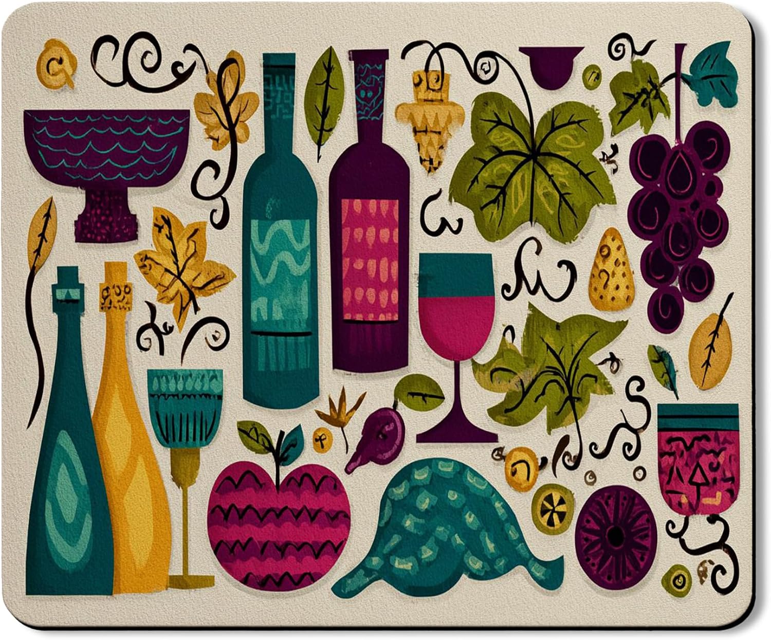 Vibrant Washer Dryer Top Protector Mat, Colorful Vintage Wine and Grapes Laundry Machine Covers, Autumn Rubber Anti-slip Waterproof Washer And Dryer Mats for Laundry Room 20x24 Inch