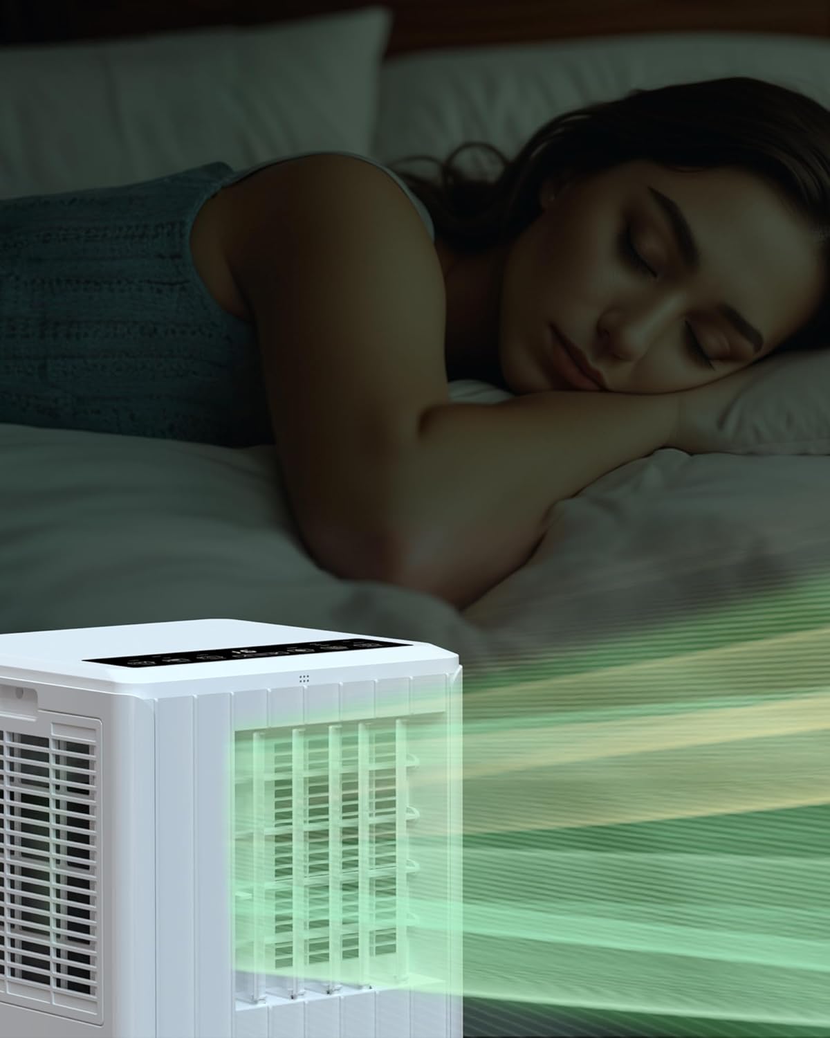 8000 BTU Portable Air Conditioner 3 in 1 with Remote Control & Dual Motors & Auto Swing & Sleep Mode,Dehumidifier & Fan Modes,Free Standing Cooling AC Unit For Home Up To 350 Sq.Ft,JHS,White