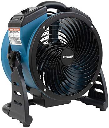 XPOWER FC-150B Portable High Velocity AC/DC Dual Power Operated Portable Rechargeable Battery 18,200mAh Utility Fan, Extended Air Flow, 1000 CFM