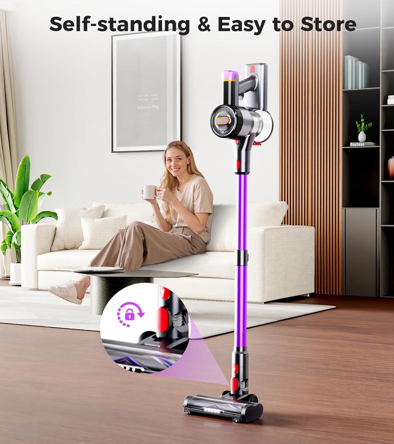 Cordless Vacuum Cleaner, Upgraded 550W 45Kpa 60Mins Vacuum Cleaners for Home, Anti-Tangle Stick Vacuum with Self-Standing, LED Display, 8-in-1 Wireless Vacuum for Carpet Pet Hair Hardfloor