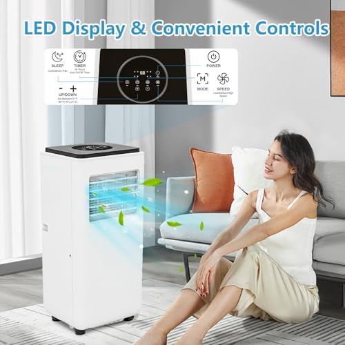 Portable Air Conditioner, 8000 BTU Freestanding Air Conditioner with Cool, 3-In-1 Cooling AC Unit with Fan & Dehumidifier, Air Conditioner Remote Control & Sleep Mode for Home, Office, Bedroom