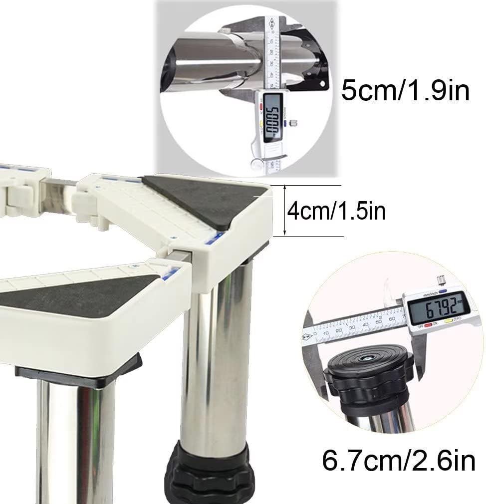 Laundry Pedestal Stand Fridge Holder Stand Adjustable Length/Width 43-65cm Tumble Dryer Stand Washer Pedestals & Frames Anti-Vibration Mat Extendable Appliance Stand for,12legs-29cm