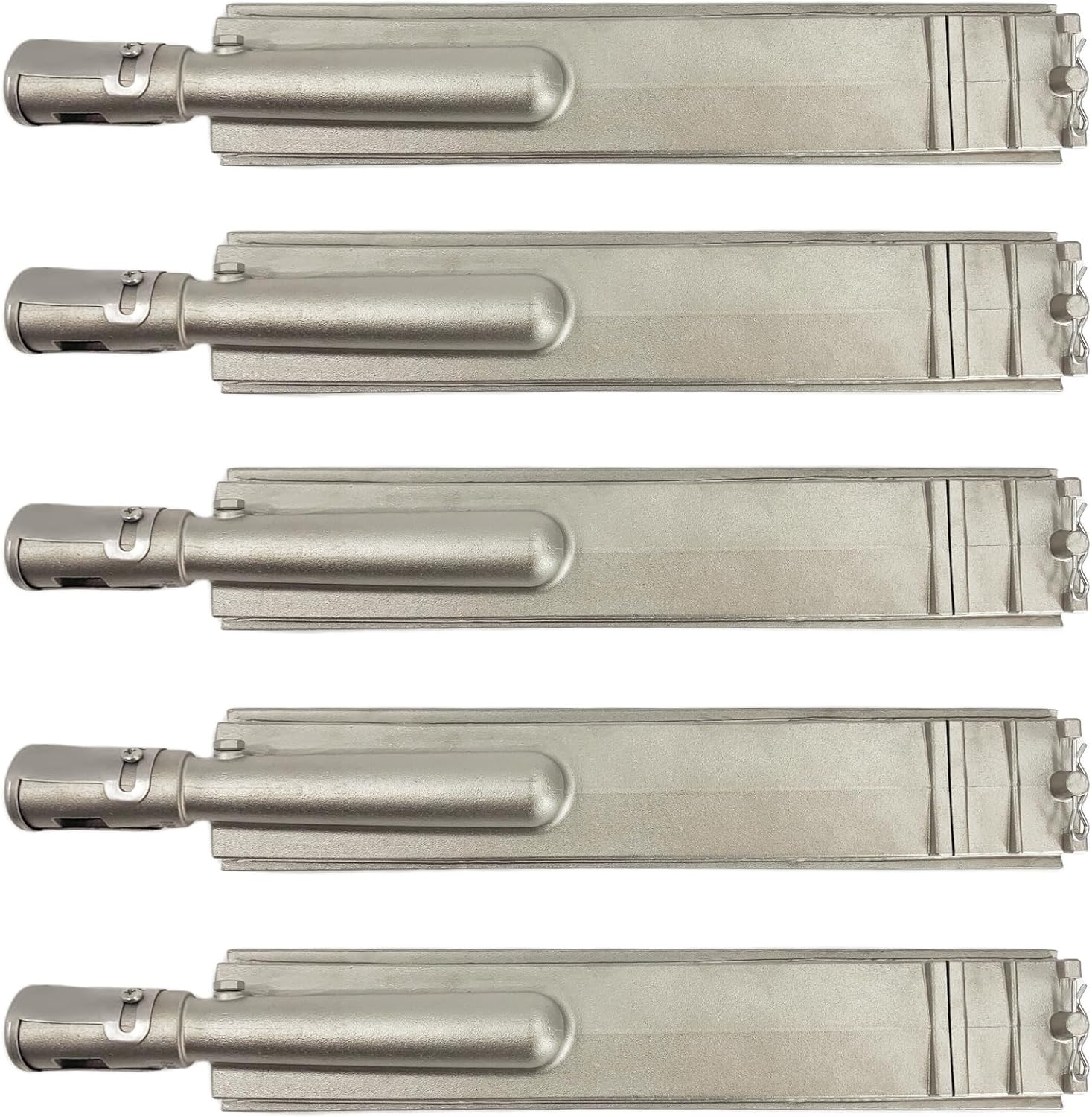 5 Pack Heavy Duty Cast Stainless Steel Grill Burners for Bull, Premium Outdoor BBQ Gas Grill Replacement Parts for Bull, Blaze, Cal Flame, Aussie, Grilljob, Turbo, Thermos, Nexgrill, etc.