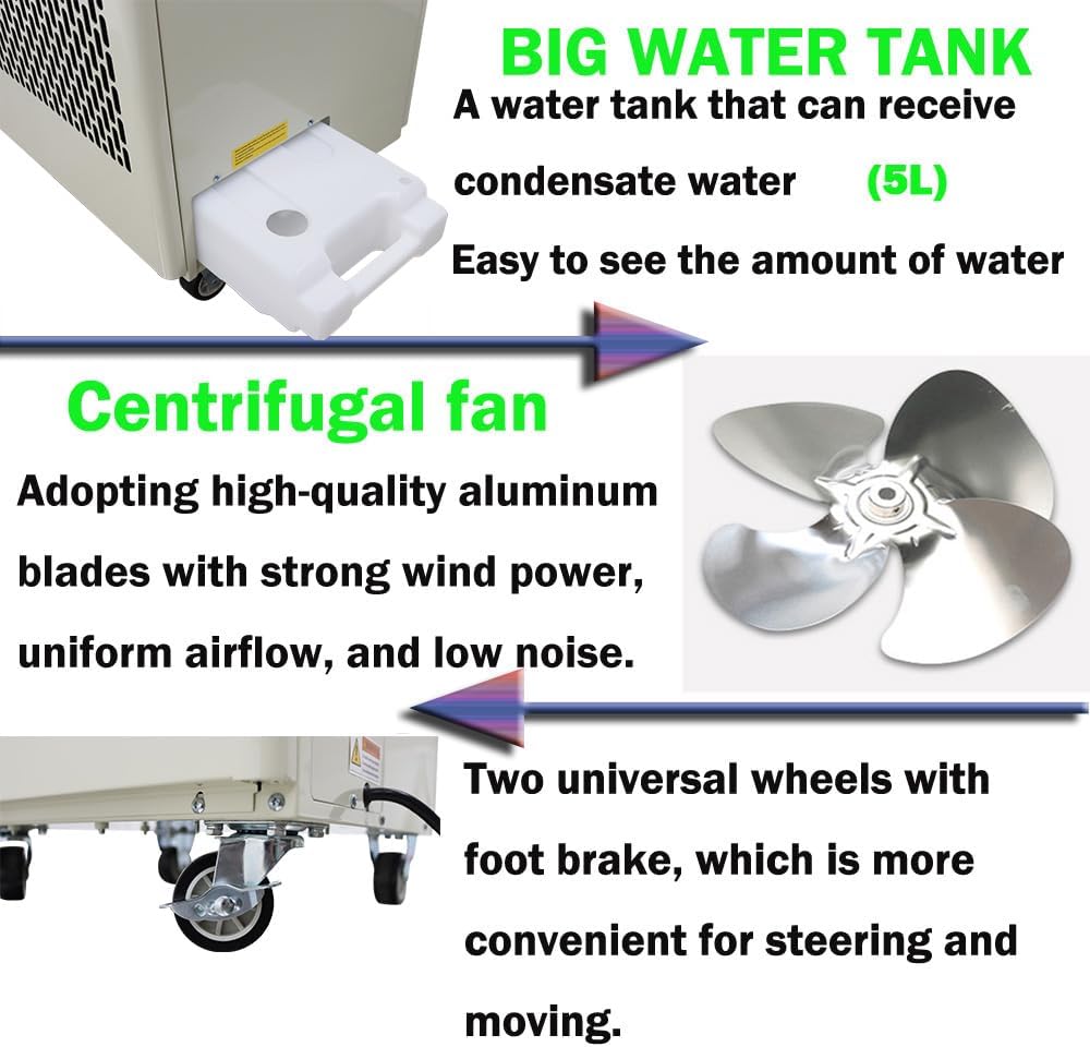 110V Industrial Air Conditioner 350-450m³/h Commercial Portable Industrial Spot Cooler Mobile Air Conditioner Single Column 9180BTU/H, 1000W