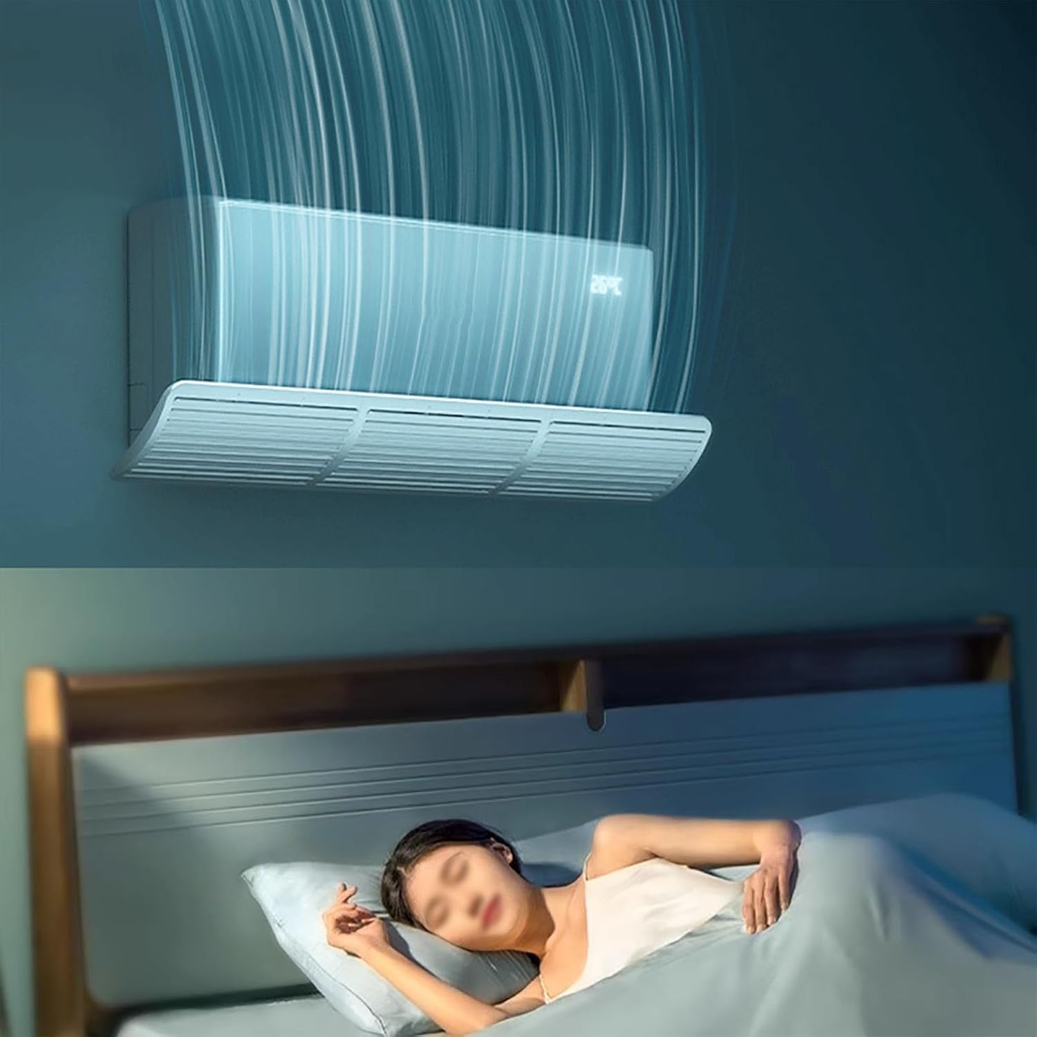 Air Conditioner Deflector, 360° Free Adjustment for Air Conditioner Windshield, Window AC Deflector of Activated Carbon