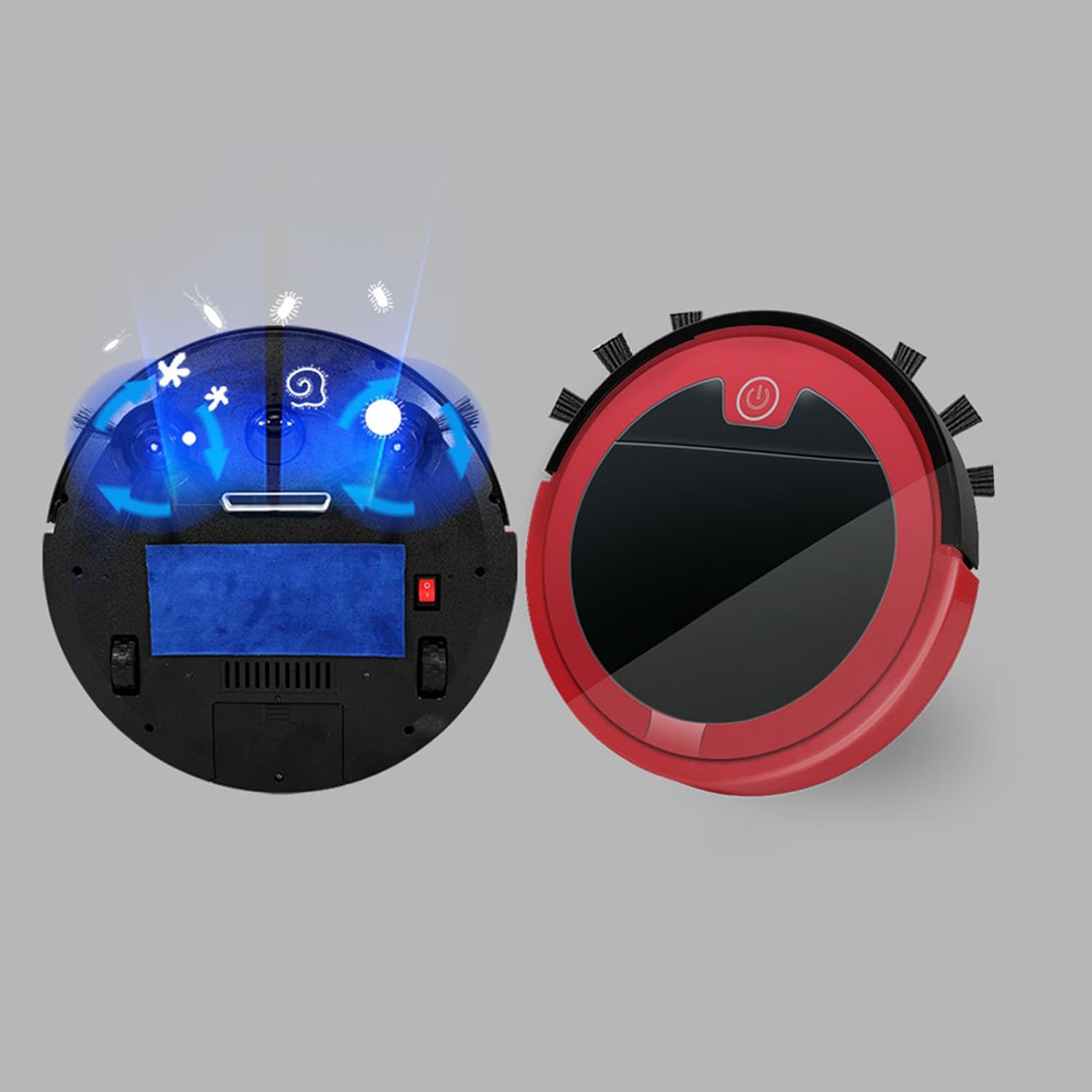 Yunseity Sweeping Robotic Vacuum, Sweeping Robot Strong Suction Multifunctional Automatic Obstacle Avoidance for Apartment (Red)