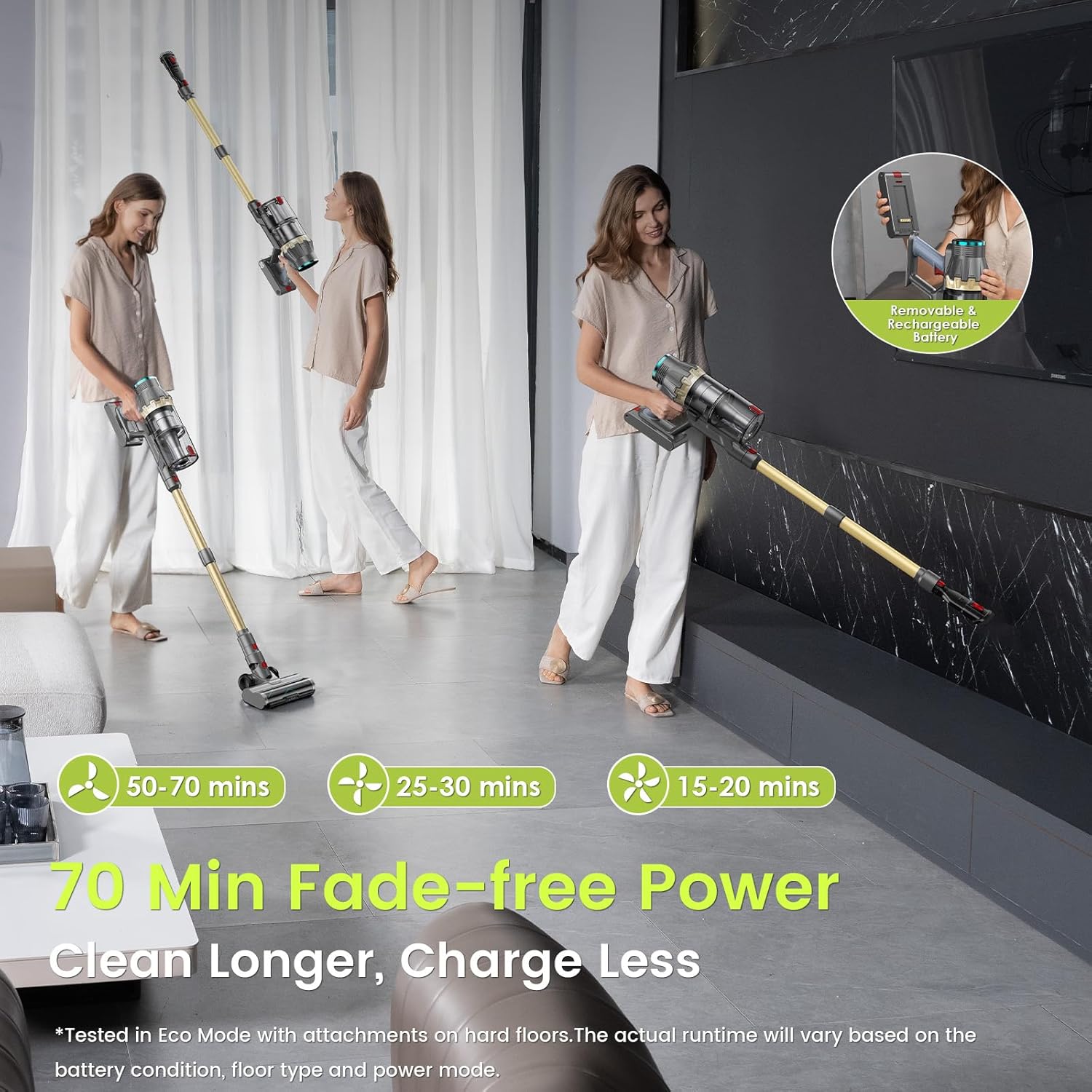 Cordless Vacuum Cleaner, 600W/50KPA/70Mins Lightweight Stick Vacuum with LED Touch Screen, Lightweight Self-Standing Vacuum Cleaners for Home Pet Hair,Carpet,Hardwood Floor