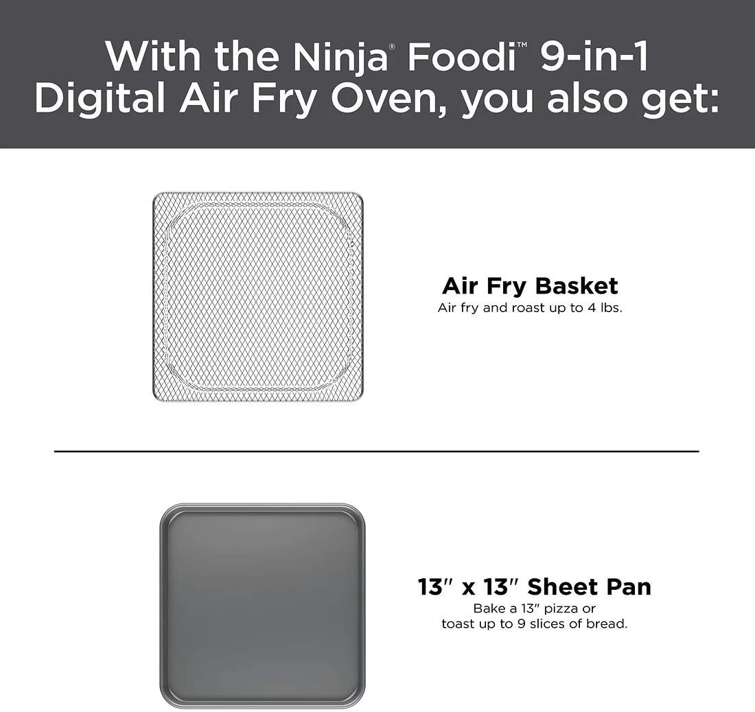 Ninja Foodi 9-in-1 Digital Oven Air Fry, Air Roast/ Broil, Bake, Bagel, Toast, Dehydrate, Keep Warm, and Reheat - Stainless Steel