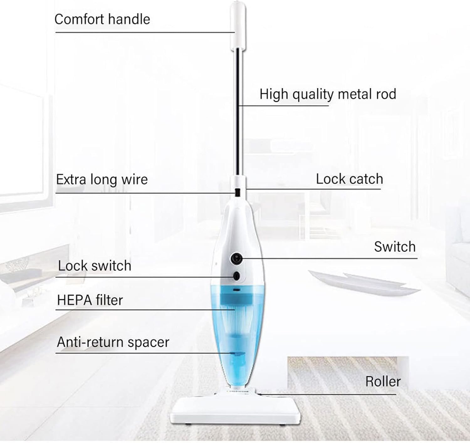 Wireless Vacuum Ultra Quiet Mini Home Rod Vacuum Cleaner Portable Dust Collector Home Aspirator Handheld Vacuum Cleaner (Color : Orange)