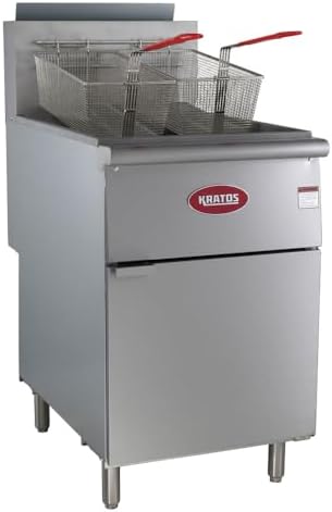 Kratos Commercial Gas Floor Fryer, Large 70/100 lb. Deep Fryer for Restaurants, 5 Heating Tubes, 150,000 BTU, 2 Fryer Baskets, Liquid Propane (29Y-012-LP)