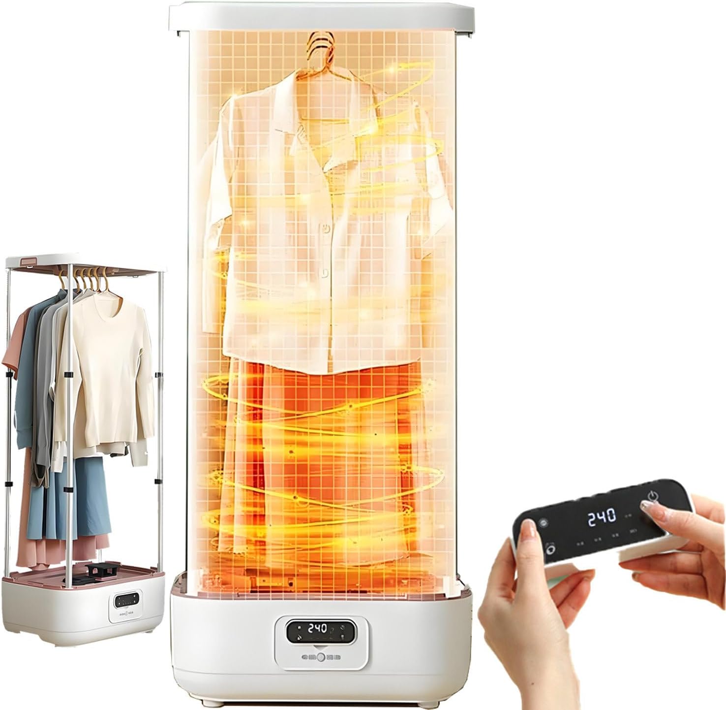 Collapsible 900w Drying Machine， For Clothes & Fabric, One-Key Care, Quick-Drying Steam，Drying And Fragrance Adding Two-In-One Function，Steam Closet