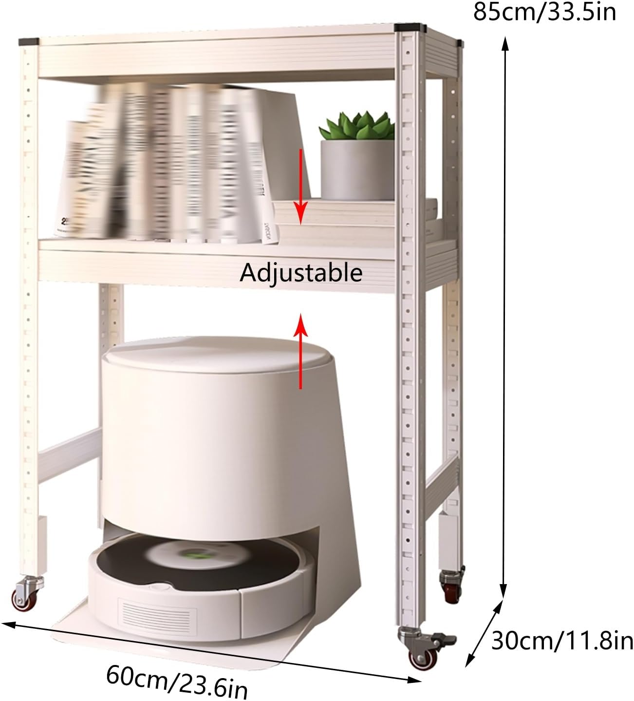 Generic Multi-layer Storage Rack, Sweeping And Mopping Robot Storage Rack, 33.5In High Movable Bottom Storage Rack, Home Living Room Trolley Decorative Storage Rack(Yellow)