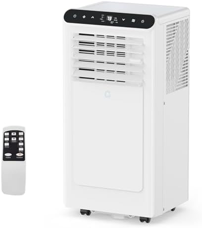 GarveeHome 10,000 BTU Portable Air Conditioner with 3 in-1 Cooling, Dehumidifier & Fan, Covers Up to 450 Sq.Ft, 24-Hour Timer, Remote Control Included, Ideal for Bedrooms，White+Black Top Cover