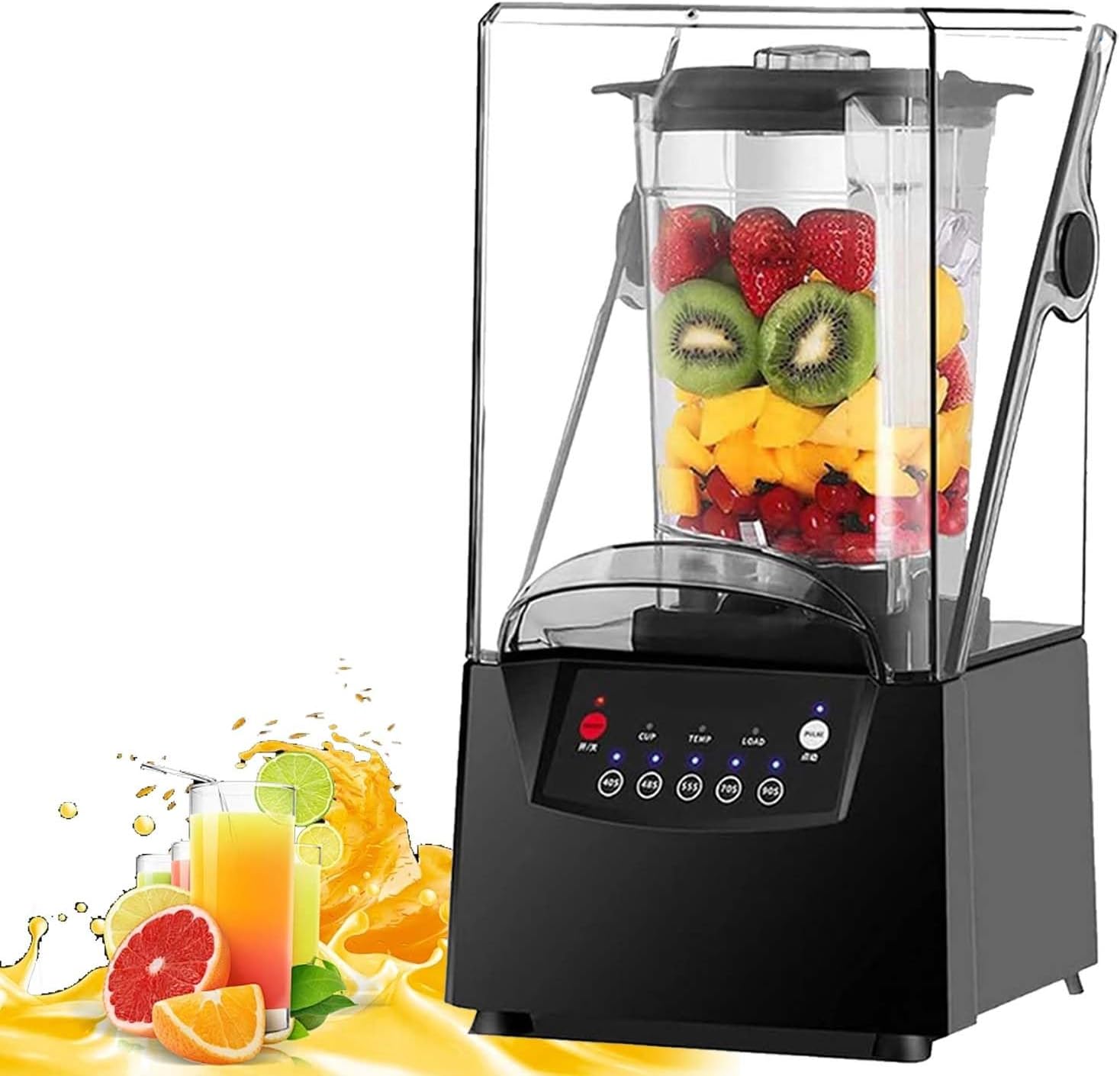 Professional Silent Blender 2200W - 2L Capacity, Two-Way Blade, Smart Touch Screen, Space-Saving Design, Silent Smoothie Maker with Lid for Hotel/Bar/Smoothie