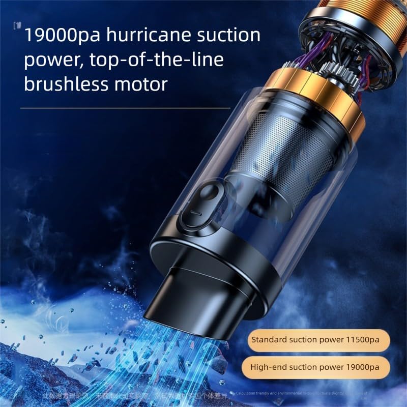 New V-15Pro Car Vacuum, 19000pa Powerful Handheld Cordless Car Vacuum, Suction, Blowing, Inflatable, Brushing, Lighting 5 in 1, Multifunctional Portable Vacuums for Home (Black)