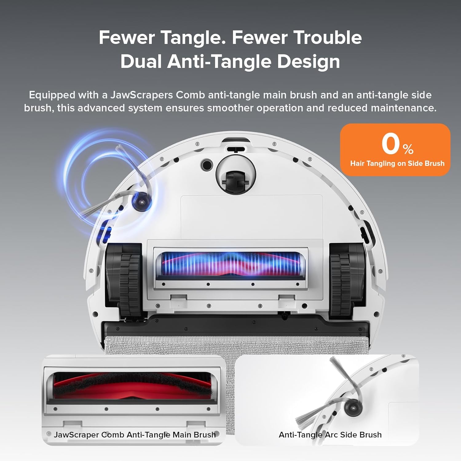 roborock Q10 X5 Robot Vacuum and Mop Combo White with Zero-Tangling Side Brushes Replacement (2 Pieces)