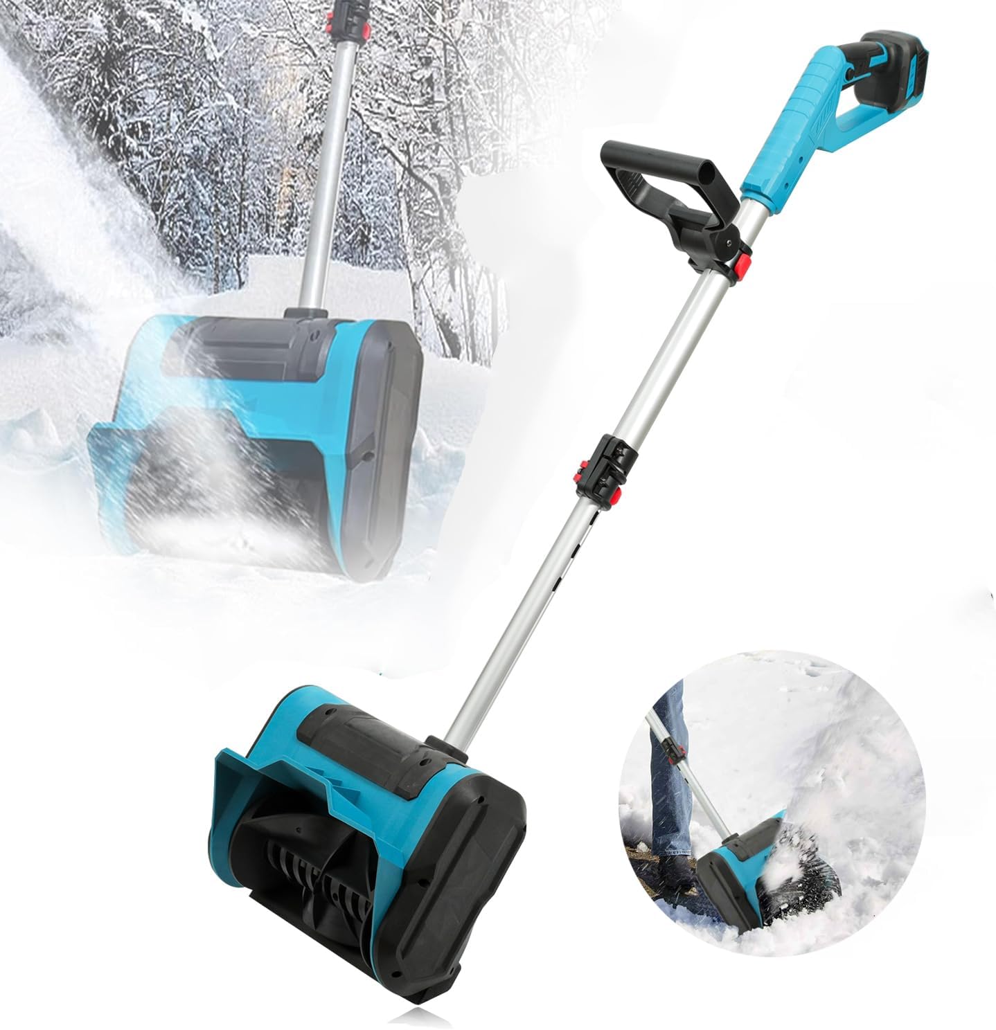 Wireless Brushless Snow Shovel,Electric Manual Push Snow Sweeper, 25 CM Width Snow Shovel,Small Household Snow Cleaning Tool,Road Snow Cleaning Tool Without Battery and Charger