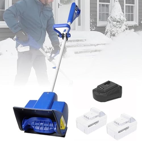 Electric Snow Plow with 2 Battery - Cordless Snow Shovel with Adjustable Handle, Handheld Snow Blower, 6m Throwing Distance, Snow Thrower for Driveway, Patio, Playground, Farm