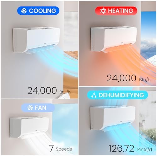 TOSOT 24,000 BTU Mini Split Air Conditioner, Wifi Enabled Ductless Inverter Split System AC Unit Heating System, Compatible with Alexa - 22 SEER2 230V