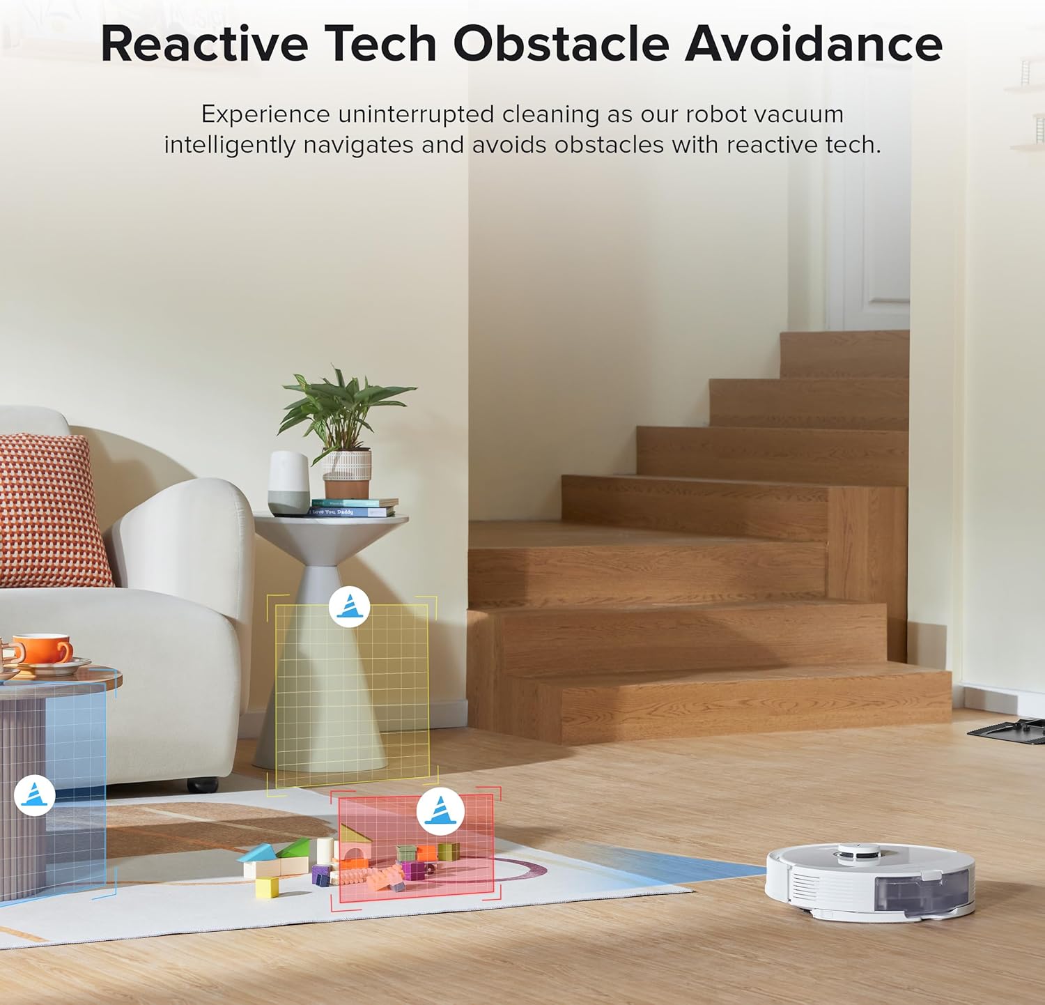 roborock Q8 Max+ Robot Vacuum and Mop, Self-Emptying, Reactive Tech Obstacle Avoidance, 5500 Pa Suction, White (Renewed)