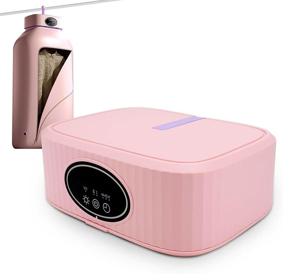 Foldable Dryer, Multifunctional Compact Dryer, Hanging Dryer with Timer Function, Household Small Dryer(Sakurapowder)