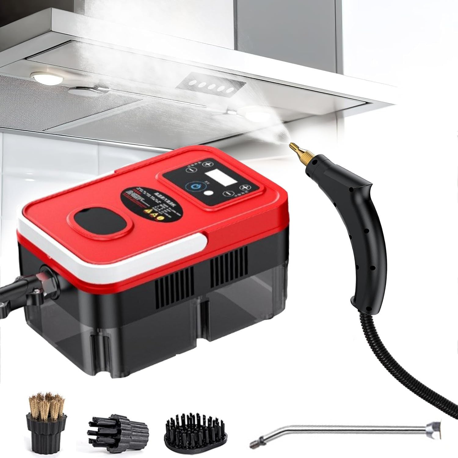 Steam Cleaner,1200ML High Temperature Pressurized Steam Cleaner,Pressurized Handheld Natural Steam Cleaner,Steam Generator,10S Fast Heating,with 3 Brush Heads,Red