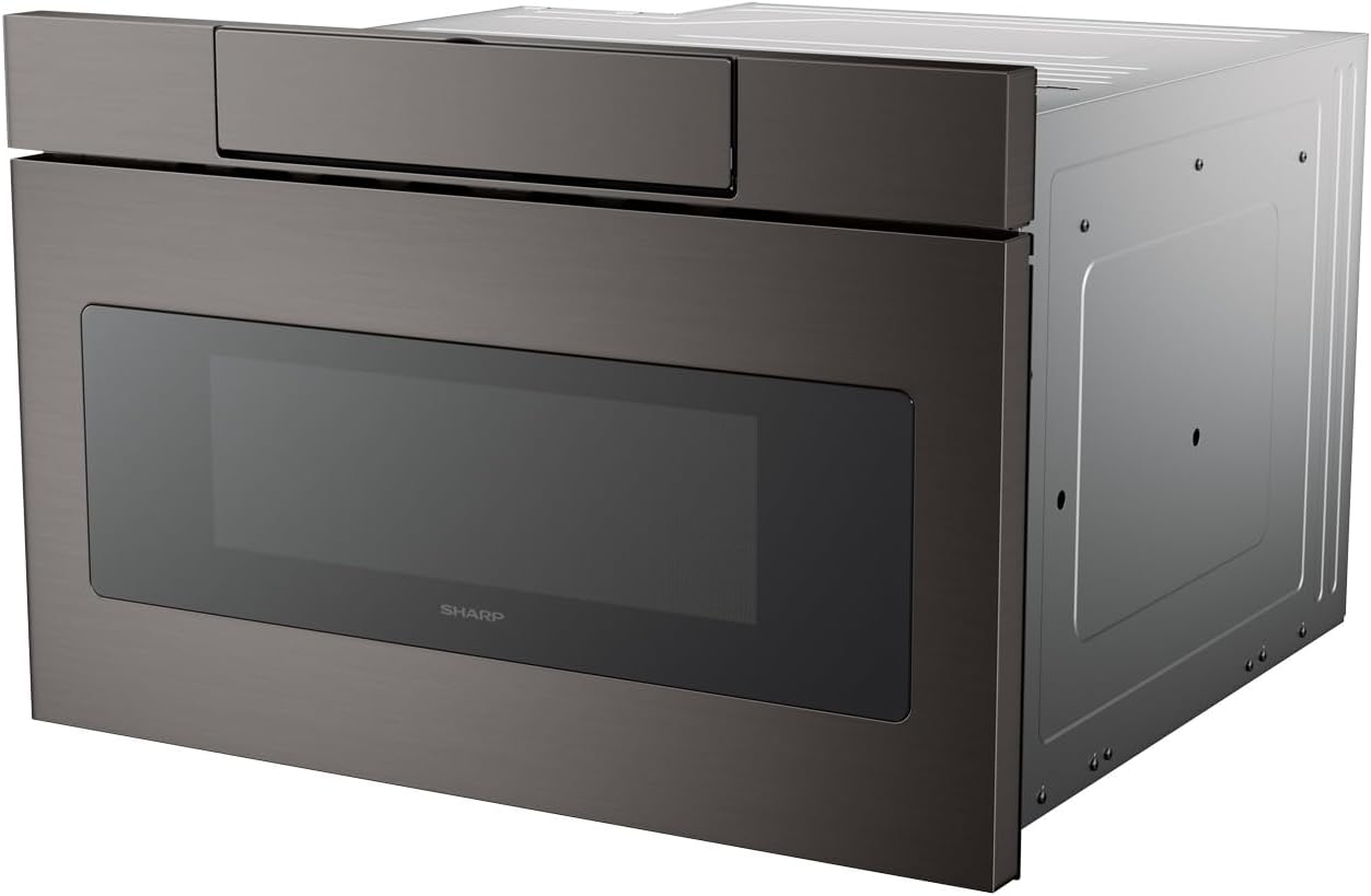 SHARP SMD2470AH Microwave Drawer Oven, 24-inch, 1.2 Cubic Feet, 950 Watt, Concealed Control Panel with Digital LCD Display, Black Stainless Steel