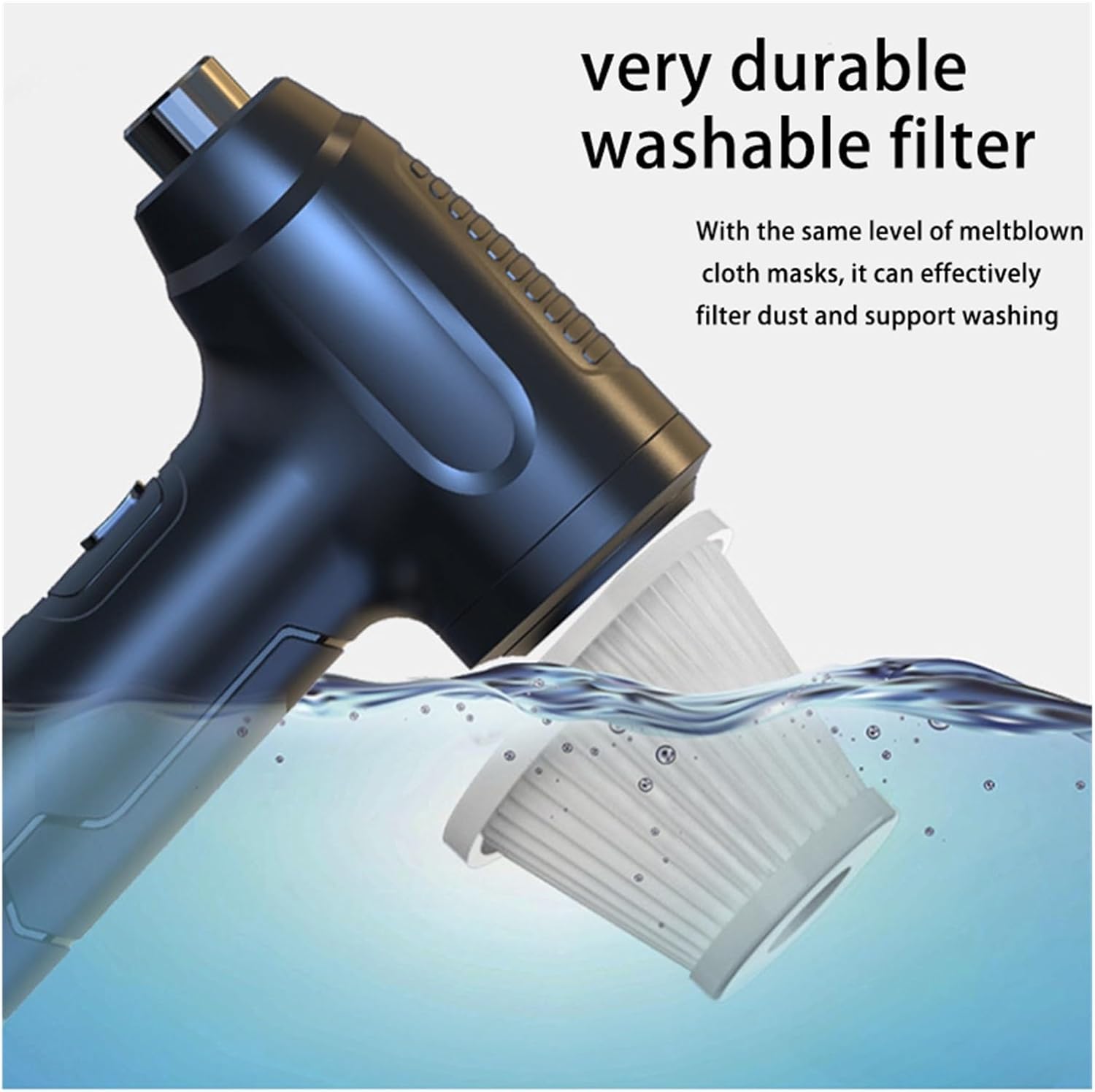 2 in 1 Car Vacuum Cleaner, Portable Mini Cordless Household Rechargeable Handheld Blower (Color : White)