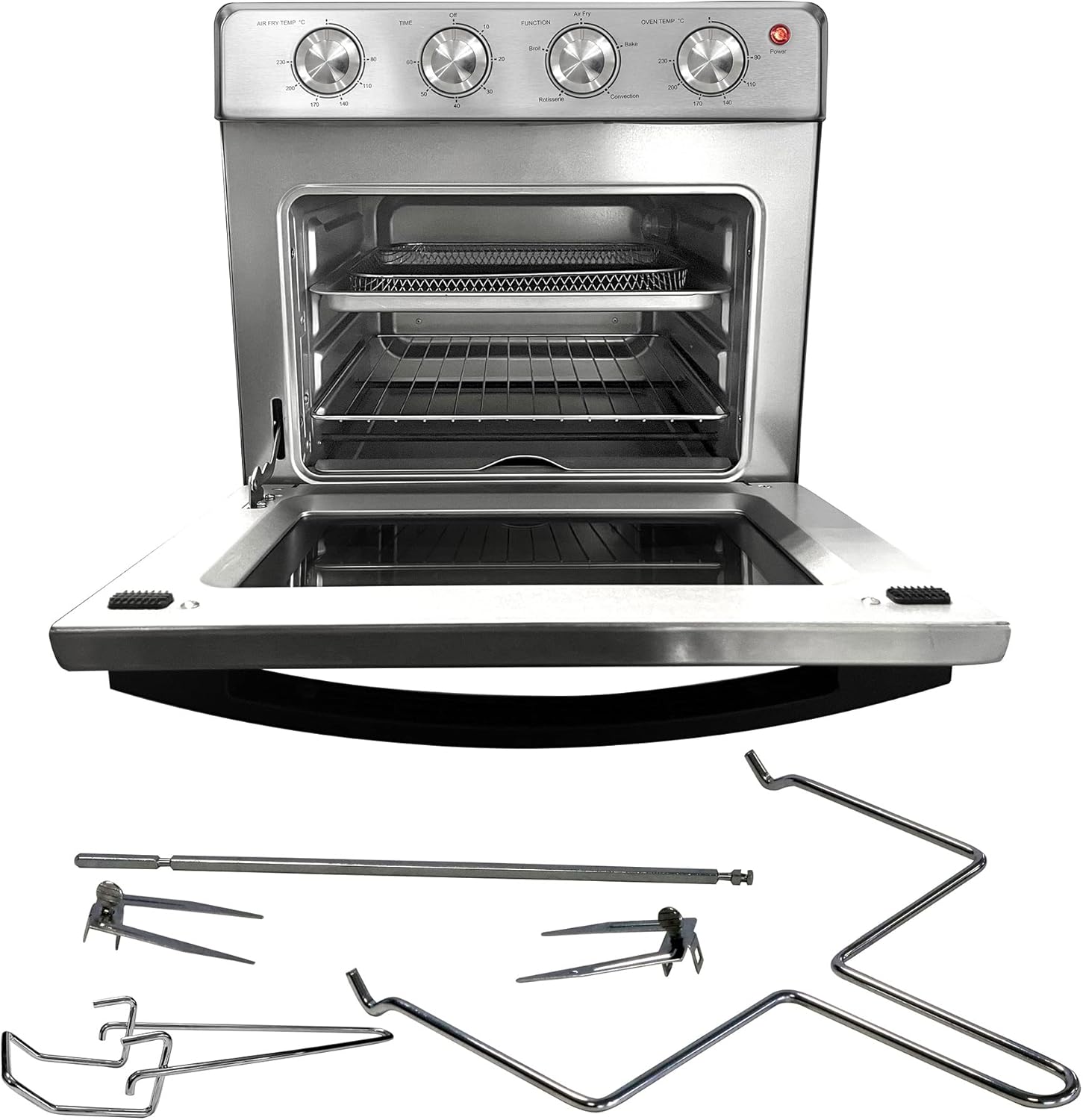 Air Fryer Toaster Smart Oven, 4-in-1 Kitchen Countertop Convection, 27-Quarts XL, 100°-500°F Temperature Controls, Top and Bottom Heater, Adjustments Brushed Stainless Steel Look