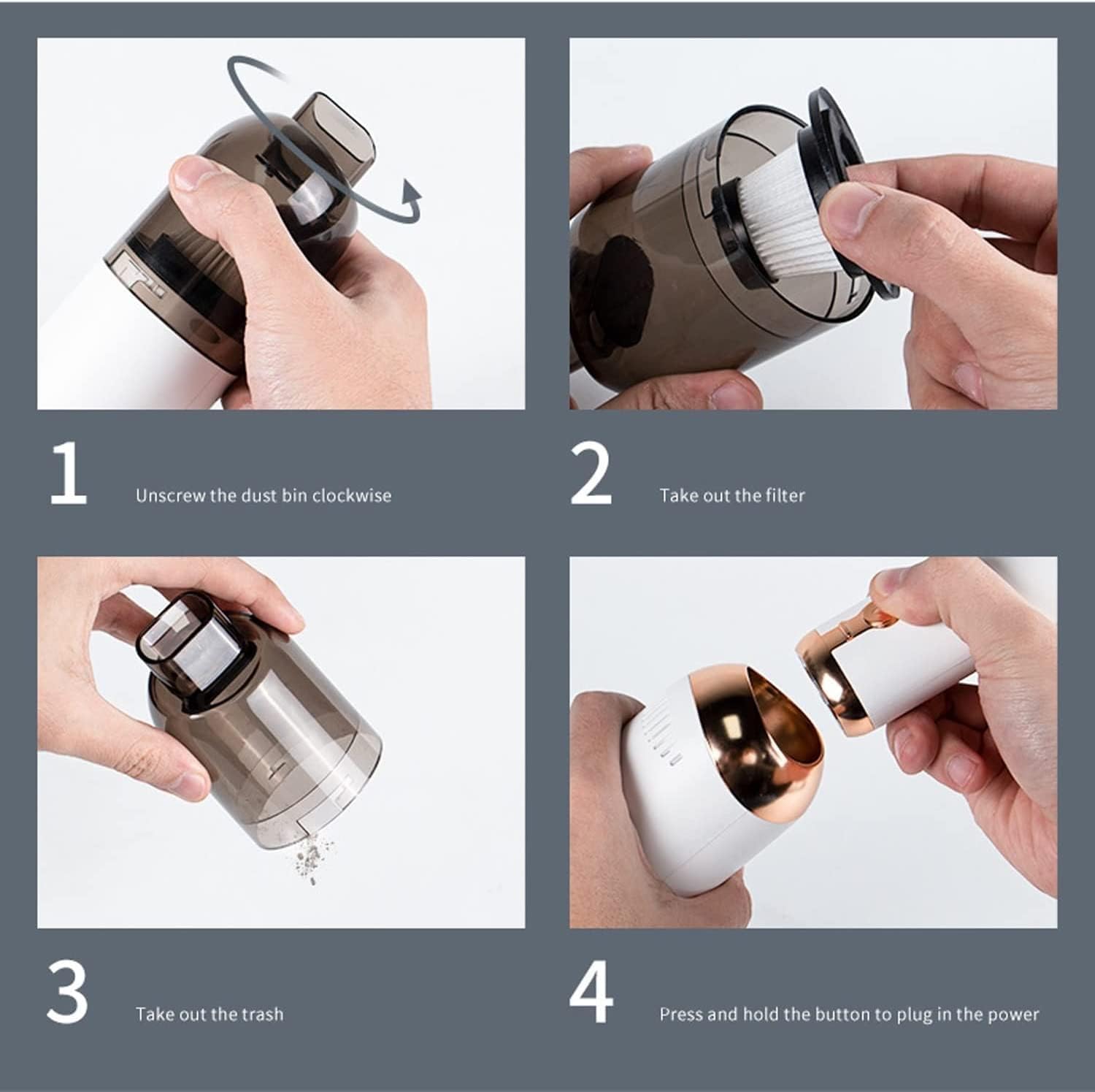 Car Vacuum Cleaner, Mini Handheld Cordless Car Vacuum Cleaner with LED Lighting, Comfortable Mute, Washable Filter for Car Home Office Cleaning