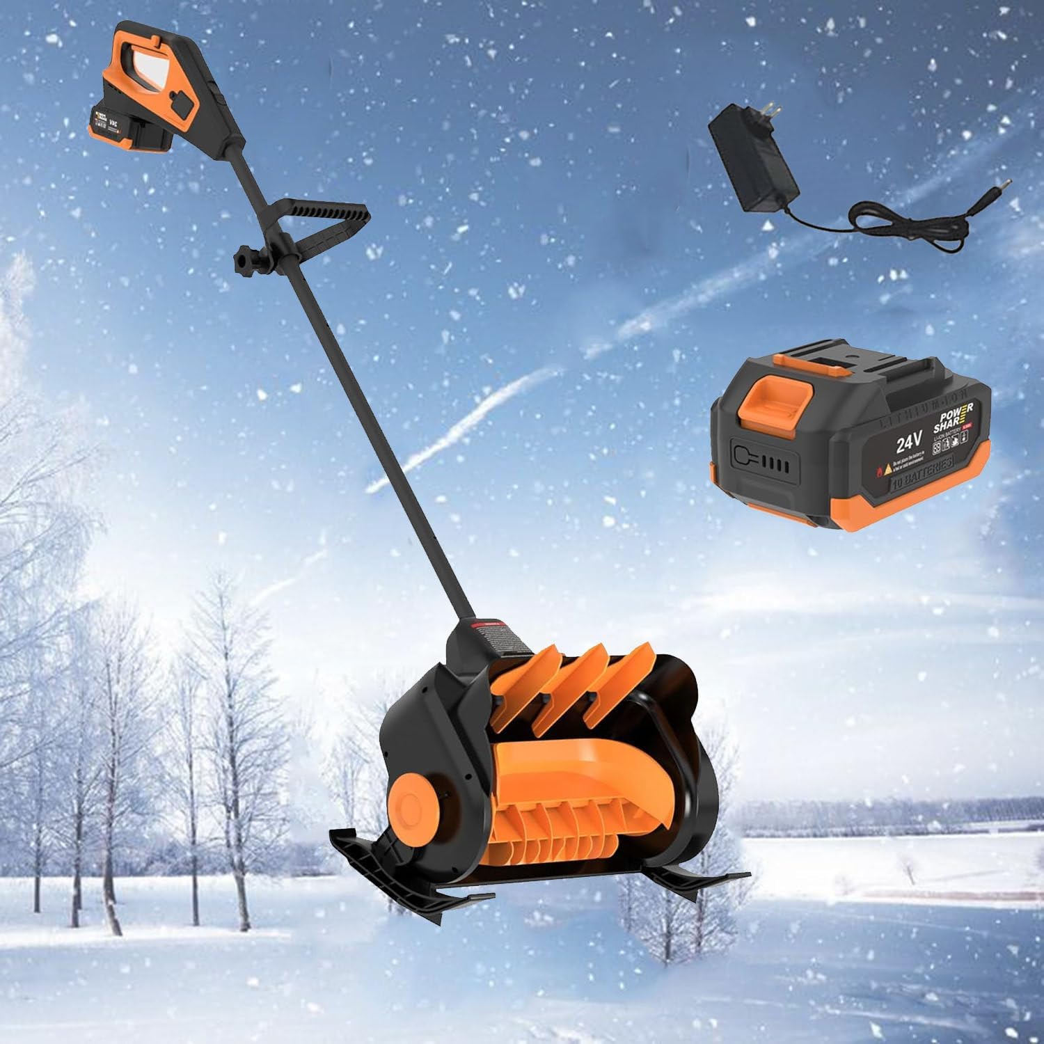 Electric Snow Shovel, 16-Inch Cordless Snow Shovel with LED Display, 21V Battery-Powered Electric Snow Blower,for Driveways, Patios, Sidewalks Shovel Snow,1Battery