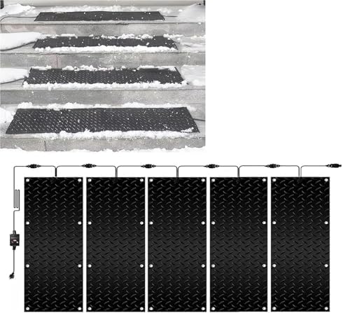 Heated Snow Melting Mat - Winter Ice Melt Solutions for Stairs, Steps, and Doorways, 10x15inch-5 Pieces