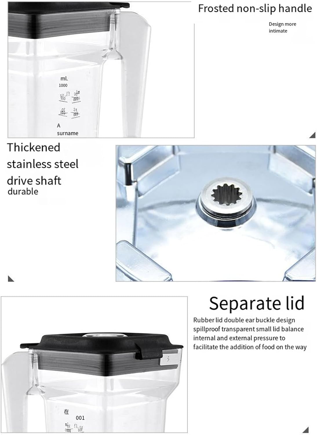 Smoothie Blender, 1.5 Liter 1800W with Sound Isolated Hood for Crushed Ice, Smoothies and Purees, Professional Countertop Blender