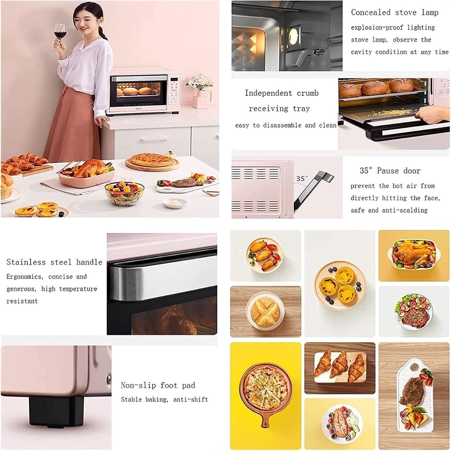 35L Air Fryer Convection Oven Rotisserie, Retro Countertop Small Mini Oven, Electric Oil less Cooker For Air Fry, Bake, Broil, Roast, Grill, Reheat, Warm, Rotate