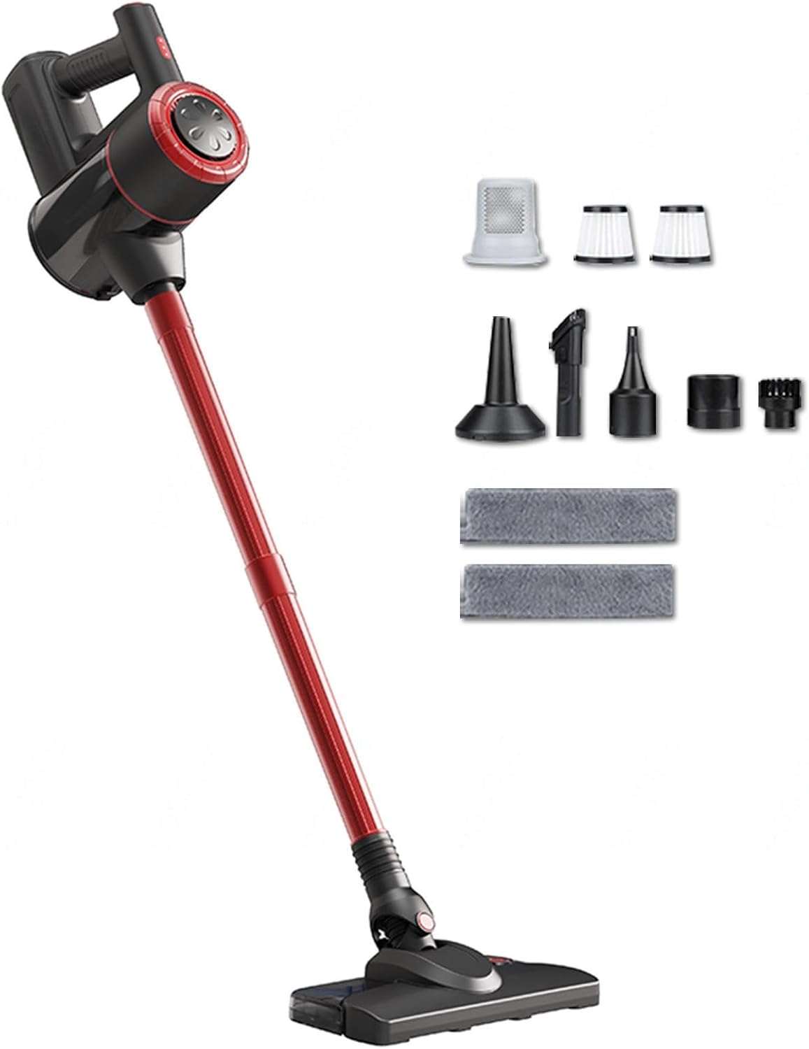 Lightweight and Versatile Vacuum and Mop Combo 18Kpa, 35mins Runtime, Rechargeable, Cordless Vacuum Cleaners for Home Self-Standing Portable Vacuum for Home/Pet Hair/Carpets/Floors,Red