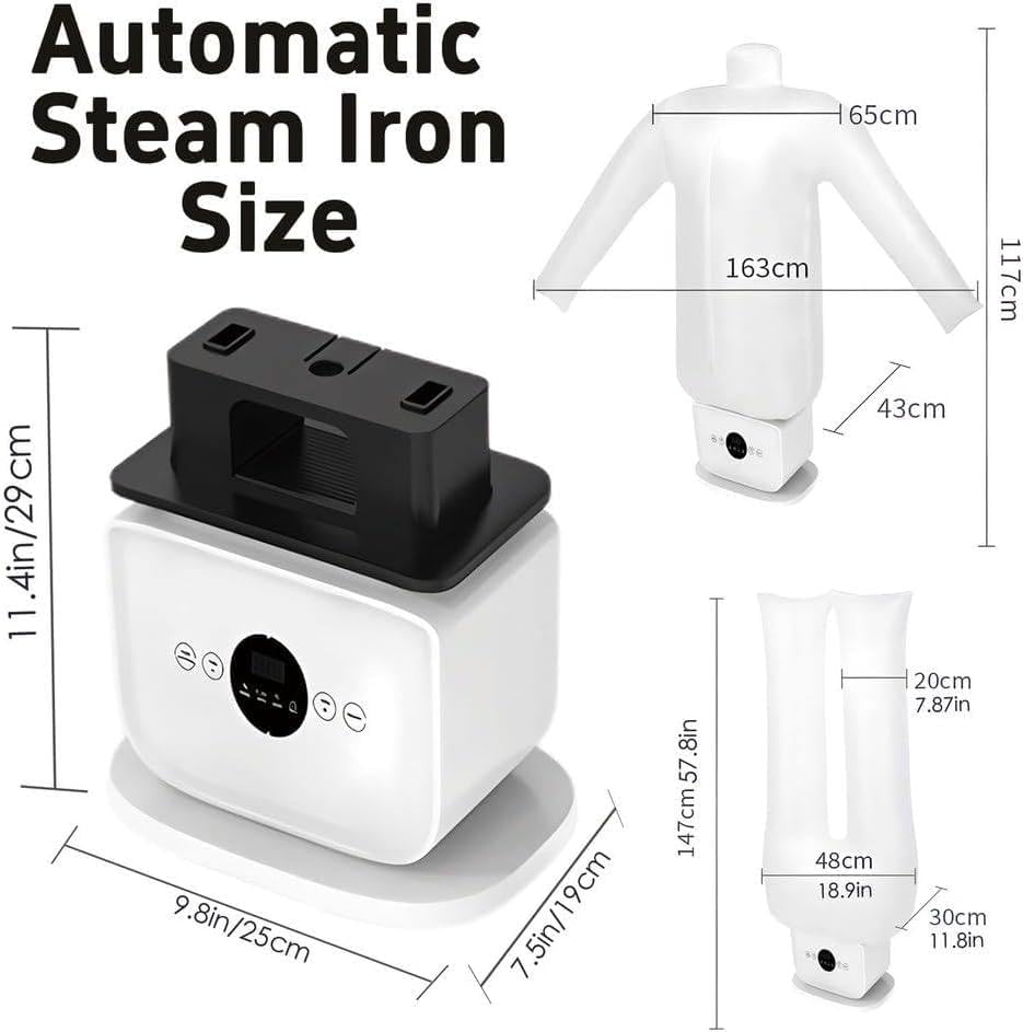 Upgraded Automatic Hot Air Dryer & Iron – 2-in-1 Clothes Dryer and Hands Frees Wrinkle Remover for Shirts & Pants-Gentle on All Fabrics - 8 Minutes Quick Ironed Dry for Shirts, Pants, Jackets & Shoes