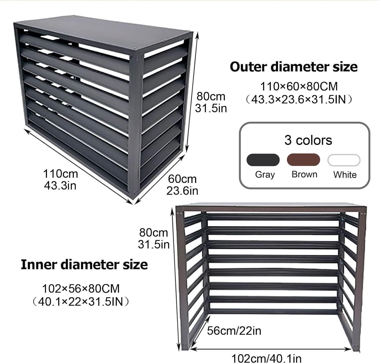 Air Conditioner Covers, Outdoor Anti Theft Aluminum A C Cover Privacy Fence Screen, Used for Outdoor Unit Noise Reduction(White,2 3P)