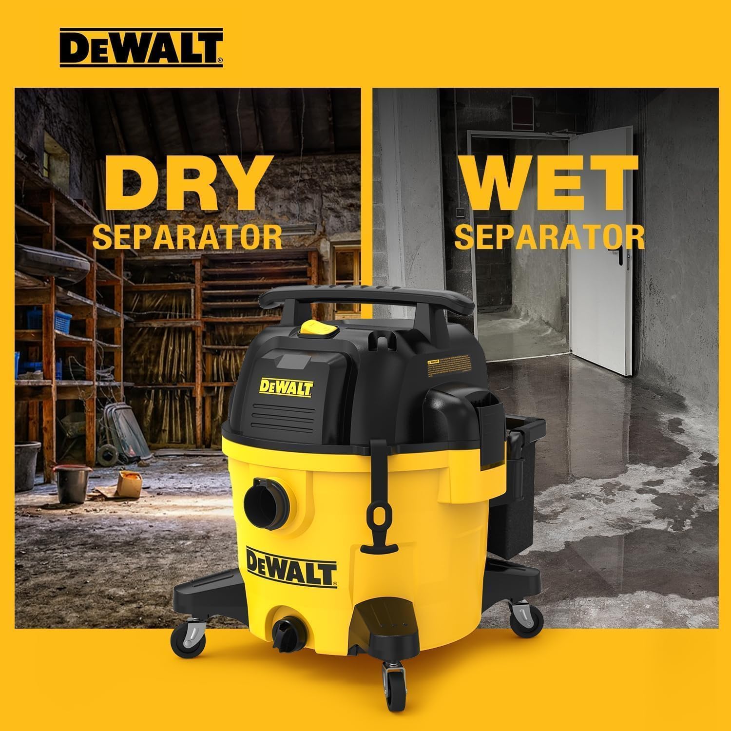 DEWALT 9 Gallon STEALTHSONIC Ultra Quiet Poly Shop Vacuum Wet/Dry, DXV09P-QTA Noise Reduction Vac for Shop, Heavy Duty Shop Vacuum for