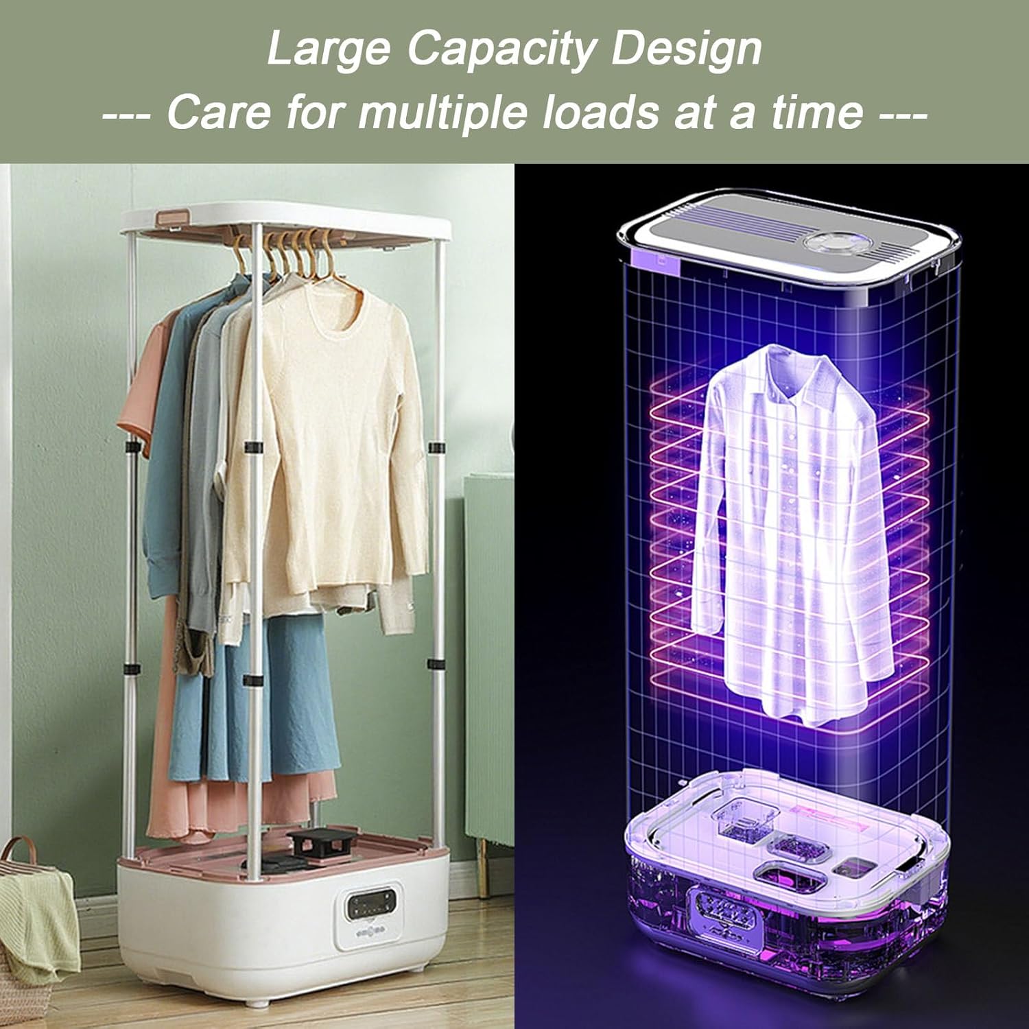 Folding Clothes Dryer, Portable Drying Machine with Timer, 59 Inch Laundry Drying Wardrobe with Large Capacity, for Travel/Camping/Business/Household Use, with Touch Control Panel