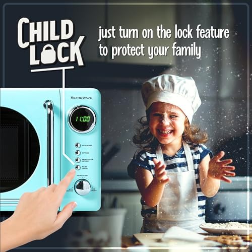 Retro 0.7 Cu. ft. 700-Watt Countertop Microwave Oven in Aqua - Stylish and Functional Kitchen Essential