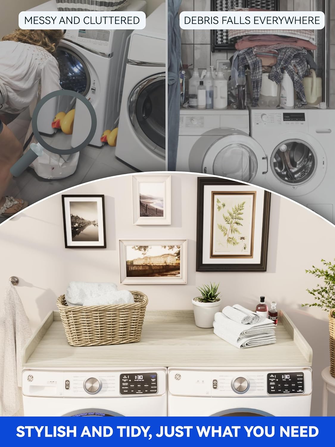 Washer Dryer Countertop with Non-Slip Mat, 27.5