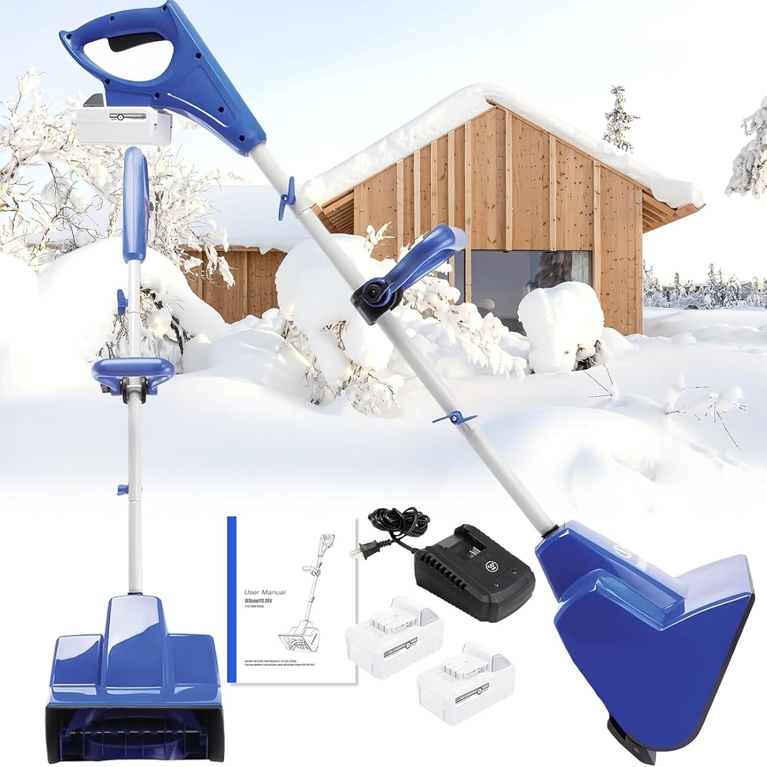 Electric Snow Shovel, 11in Width, 7in Depth Snow Shovel for Driveway, Deck Terrace Sidewalk Step Walk-Behind Snow Blower with Powerful Motor and Adjustable Handle