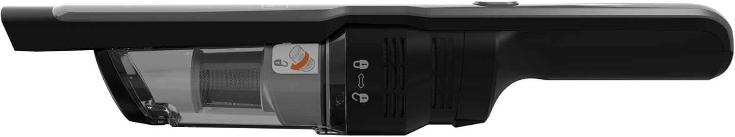 Aspirador de mano fino color pig brushless con accesorios. Potencia 12V y batería 2Ah Litio con cargador base