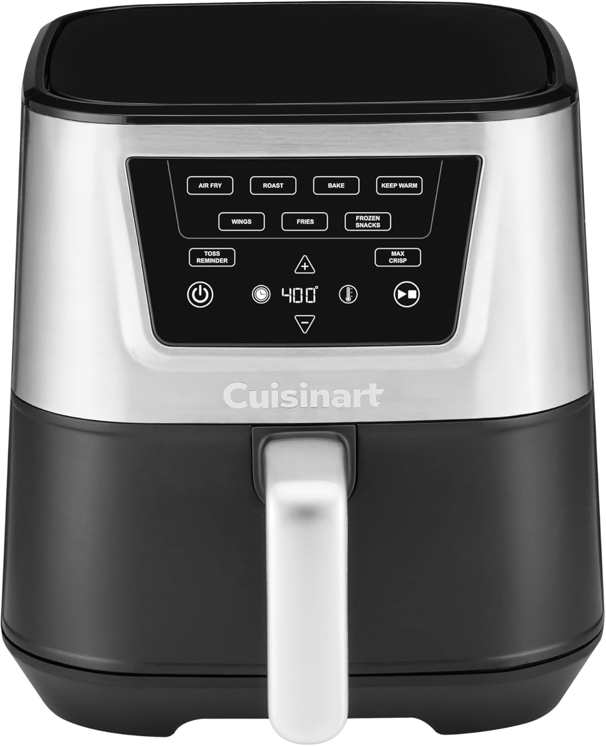 Cuisinart Air Fryer, Large 6-Quart Basket with 4 Cooking Functions to Air Fry, Bake, Roast, and Keep Warm, 3 Presets, PFAS-Free, Dishwasher-Safe Parts, AIR-180, Black & Stainless Steel