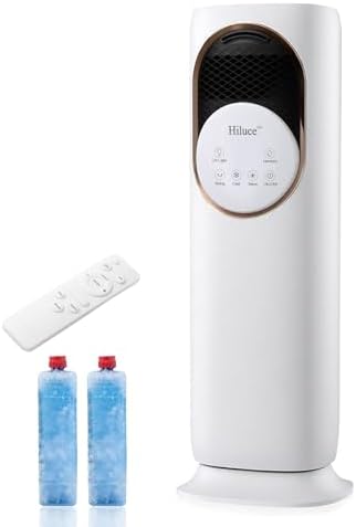 Hiluce Tower Fan and Heater Combo,Room Heater with Remote,26ft/s Quiet Bladeless Fans,180°Oscillating,2 Heating & 3 Cooling Speed, 4L Water Tank, 9H Timer, for Office, Large Room, Bedroom 32