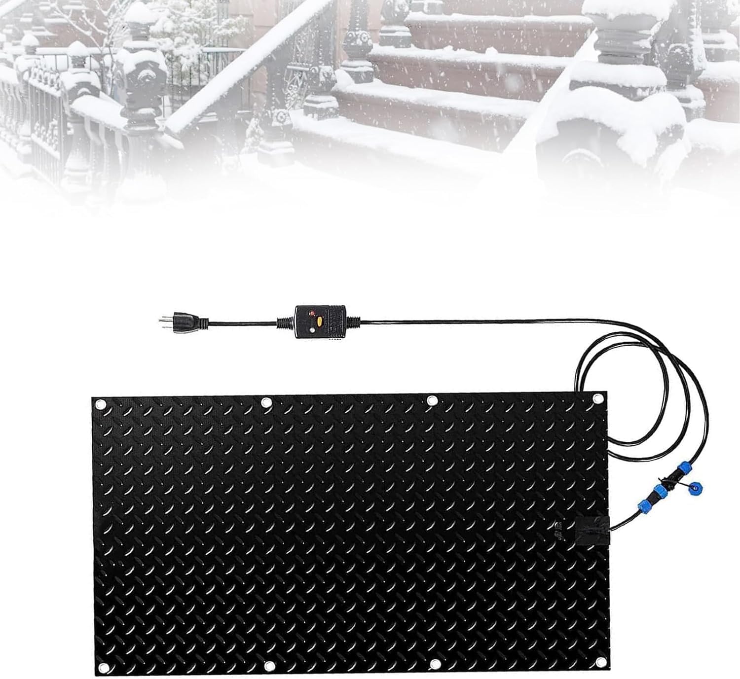 Walkway Snow Melting Mat, Heated Sidewalk Mat, 1/2/3/4 Piece Rubber Heating Mat with Power Cord, Outdoor Non-Slip Heated Door Mat, No More Snow Shoveling, Salting and Slipping(1 Pcs,30x90cm/12x36in)