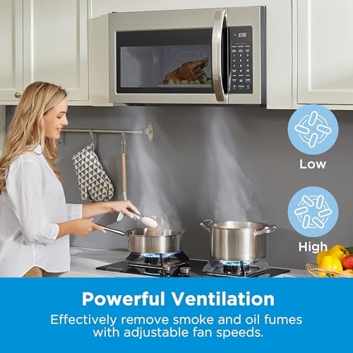 Midea MOR17BSA-SS 1.7 Cu.ft. Over The Range Microwave Oven with Smart Touch Panel, Auto Cooking Menu, 1000 W, 300 CFM Ventilation, in Stainless Steel