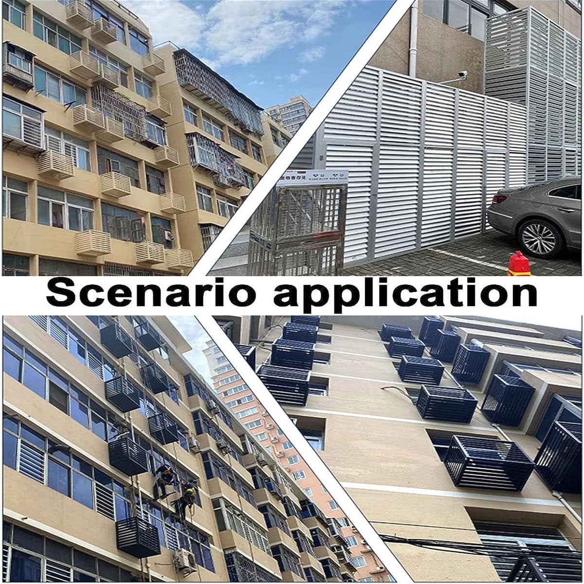 Air Conditioner Fence Screen Outdoor Flower Rack Aluminum Alloy Conditioning Cover For Outside Units Metal Plant Stand Privacy Screen 39.4*19.7*27.5/43.3*23.6*31.5in ( Color : Gray , Size : 110x60x80c